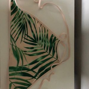 Aerie pink and green floral swimsuit top.